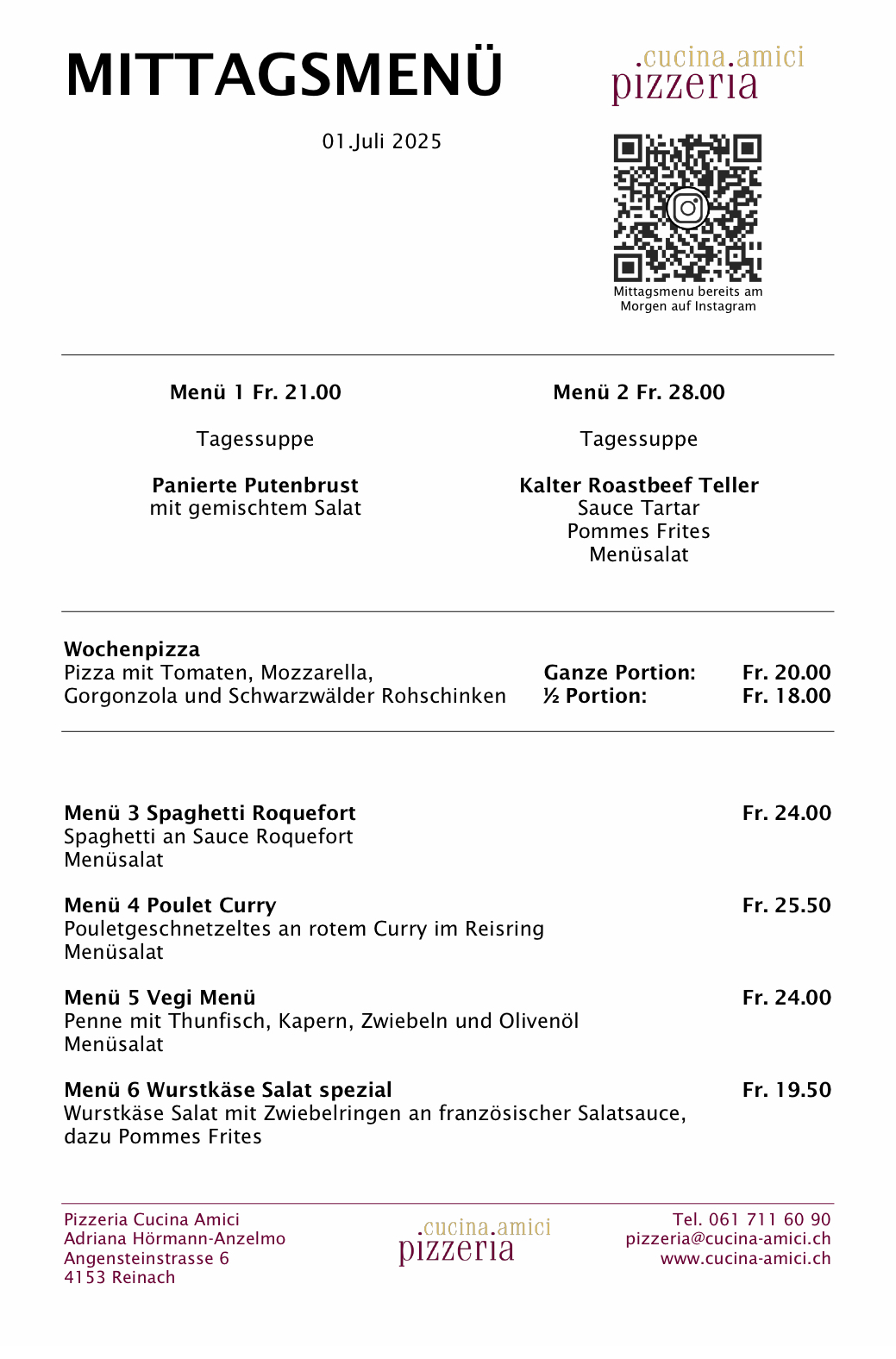 Mittagsmenü