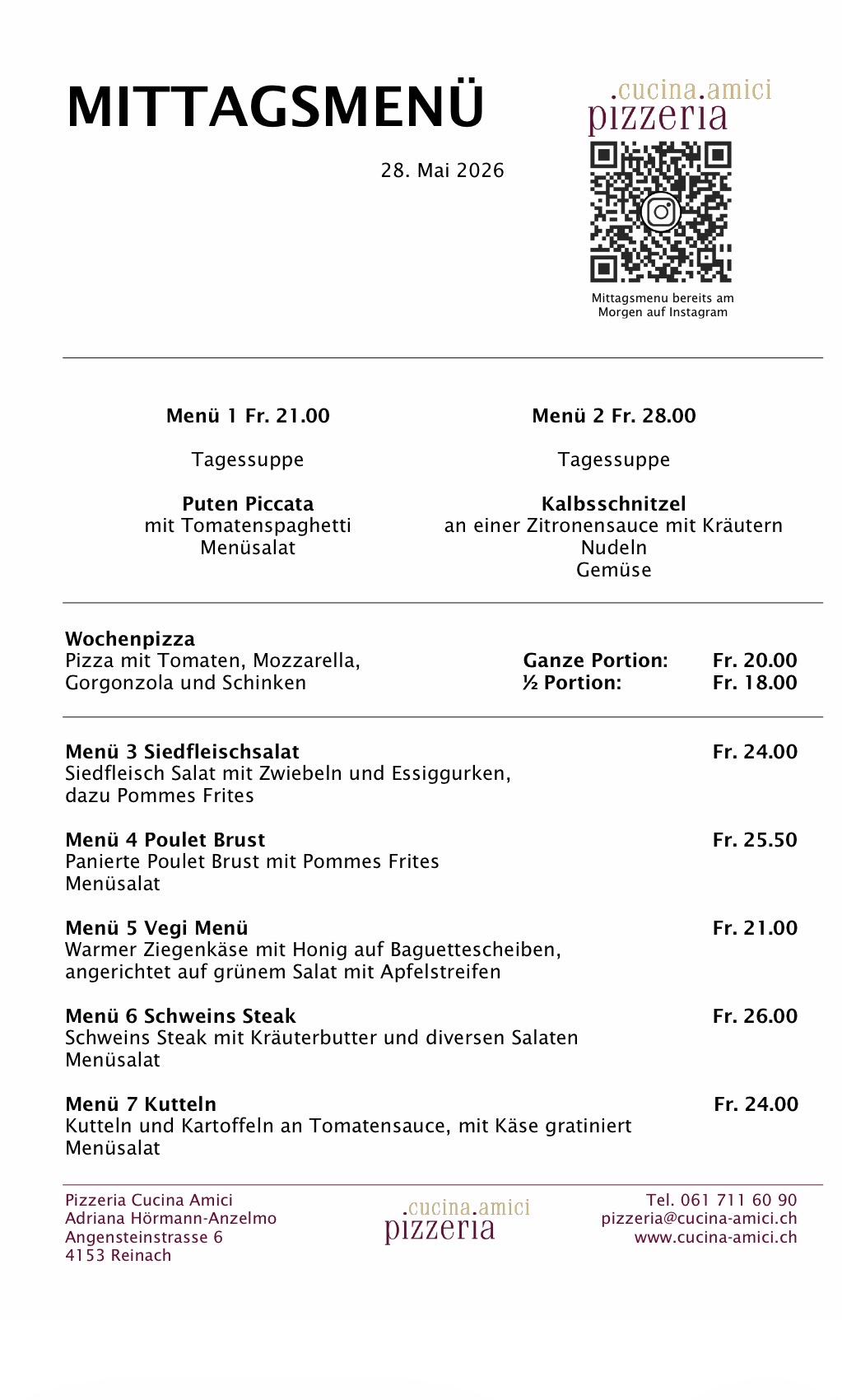 Mittagsmenü